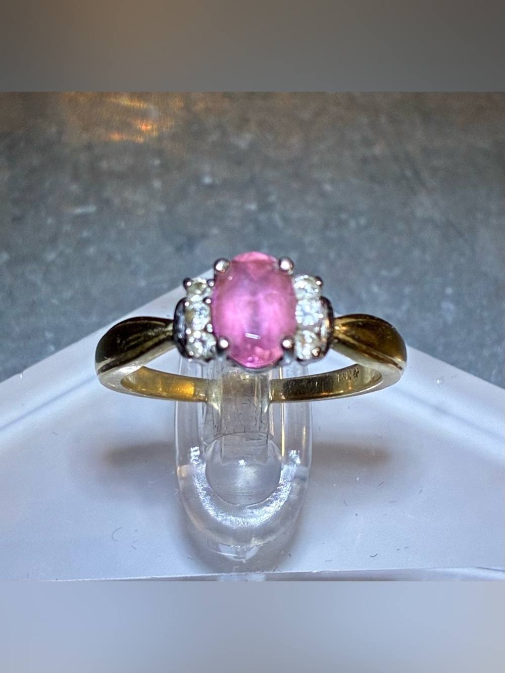 Vintage 14K Gold Pink Sapphire & Diamond Ring – Size 7